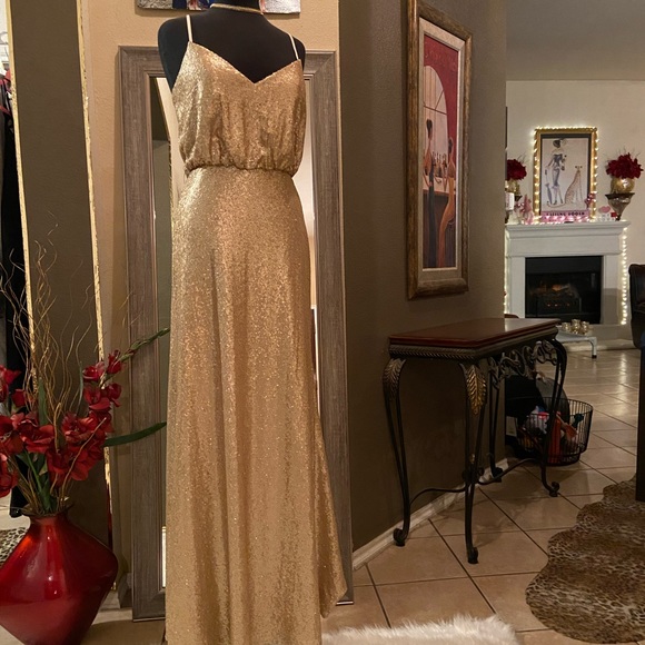 Bari Jay Dresses & Skirts - Gold Sequin long formal dress
